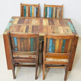 NIRVANA Reclaimed 4 Seater Dining table with chairs Small NATURAL 120x70cm